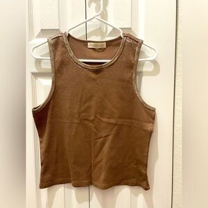 Madden Girl Brown Tank Top brushed w gold 🆕. NEW